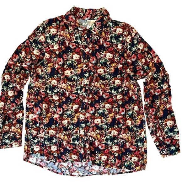 Country Chic Floral Button-Down Blouse Women's Large - Picture 1 of 7